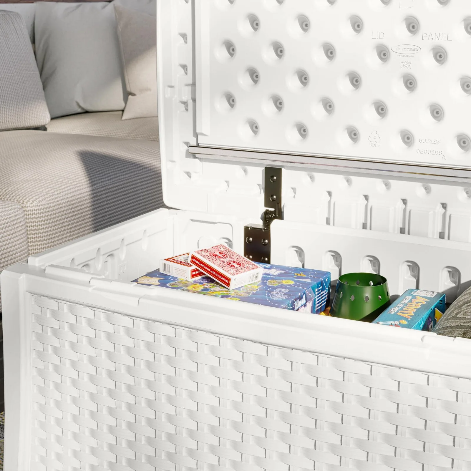 US Elements Dove Gray Plastic Outdoor Coffee Table with Storage