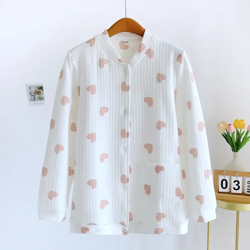 Japanese style autumn and winter all-in-one blouse ladies pure cotton thickening air cotton warm home clothes women pajamas