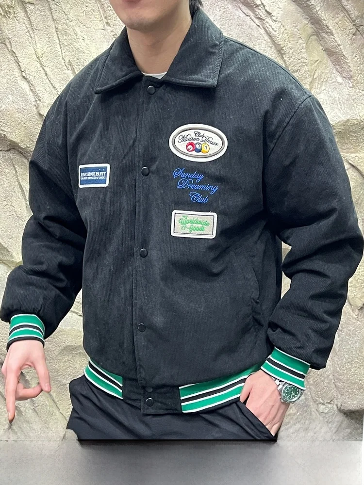 

Теплая хлопковая куртка со стеганым вельветовым воротником, мужская и женская зимняя верхняя одежда со стойкой, молодежная модная длинная све