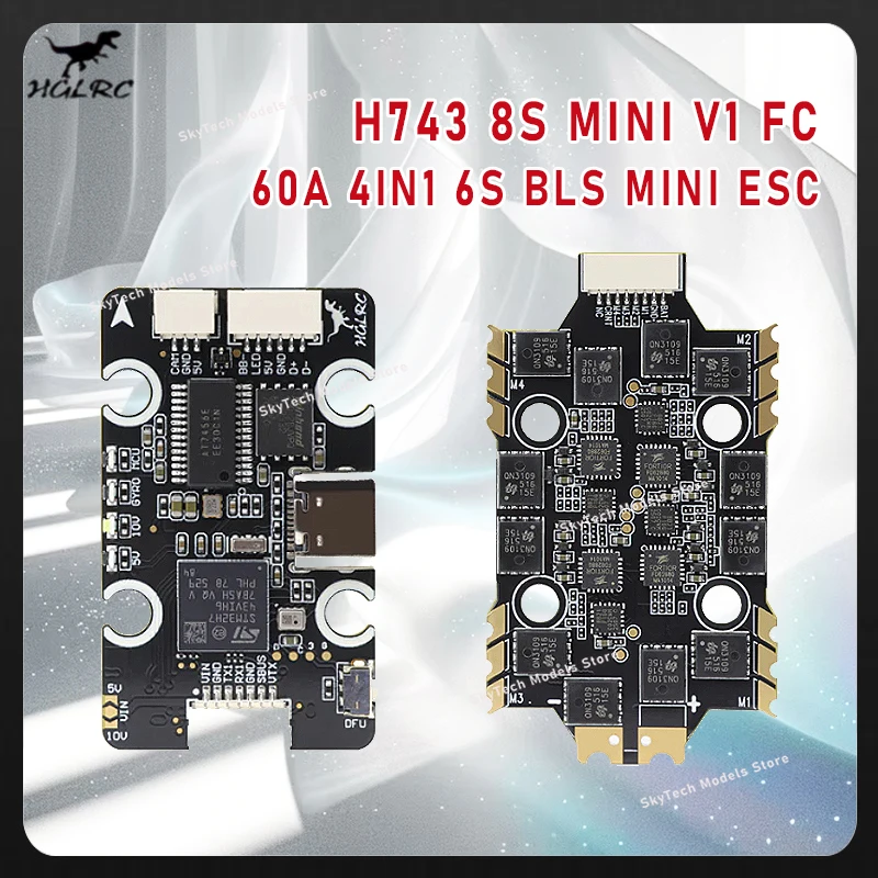 

HGLRC H743 8S MINI V1 60A 4IN1 6S 8-битный FPV ESC мини-контроллер полета с двойным BEC, модульный, с гироскопом, 20x20 мм, для DIY FPV