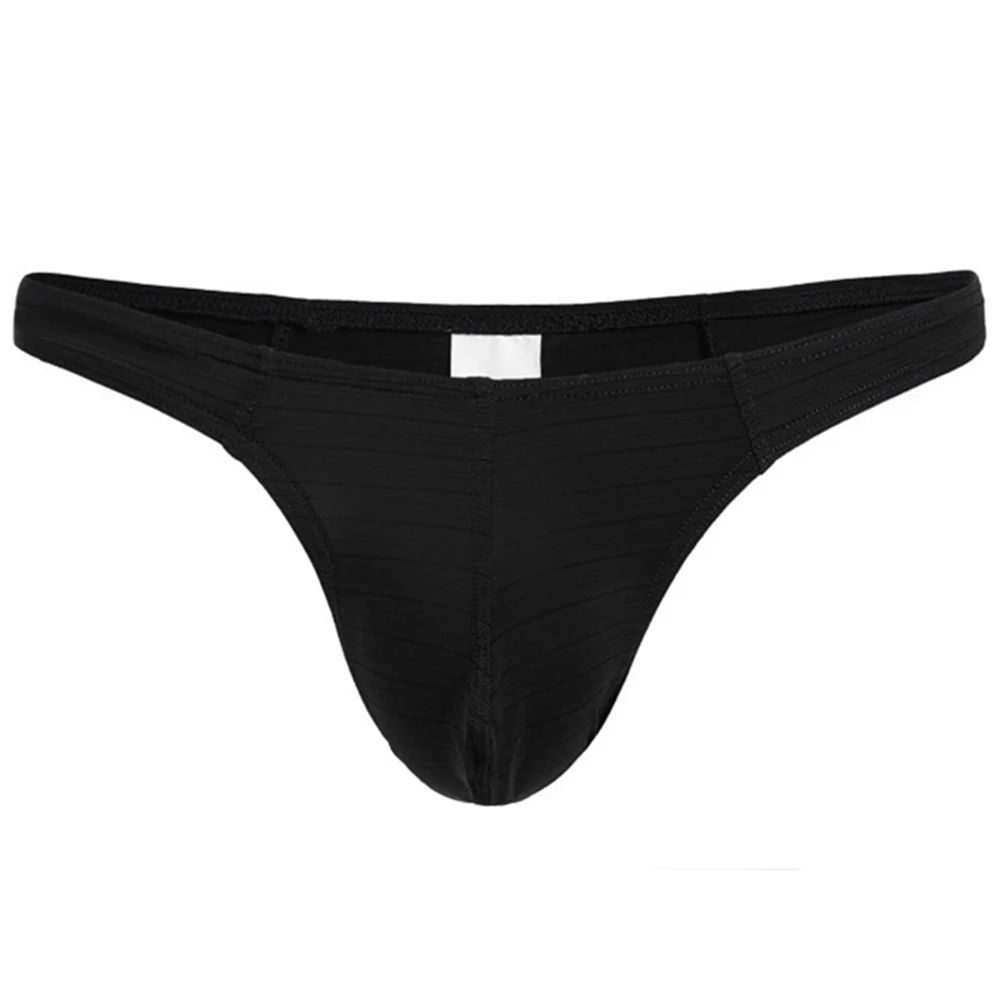 Men Striped T-back Bulge Pouch Thongs Breathable Soft Underwear For Hot Man Low Waist G-string Mini Briefs Summer Men's Panties