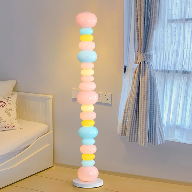 Candy String Rainbow LED Floor Lamp Nordic Novelty Glass Floor Light For Children Living Room Bedroom Vertical Lighting Fixtures