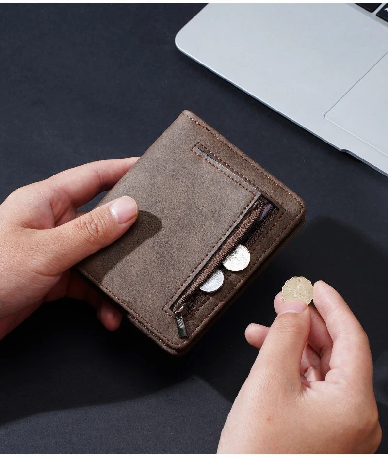 New Men Wallets Leather Purse Man Slim Card Horders Quality Male Short Multi-card Wallet Coin Pocket Purse