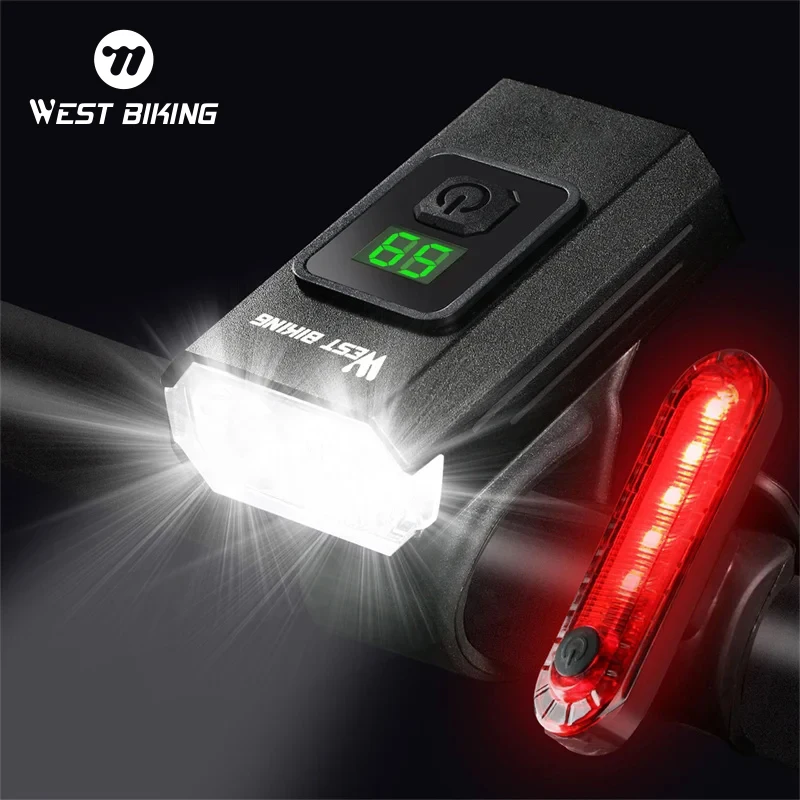 

WEST BIKING Bicycle Front Light Taillight Aluminum Alloy Shell Waterproof USB Charging LED Light 350 Lumens Cycling Front Lamp