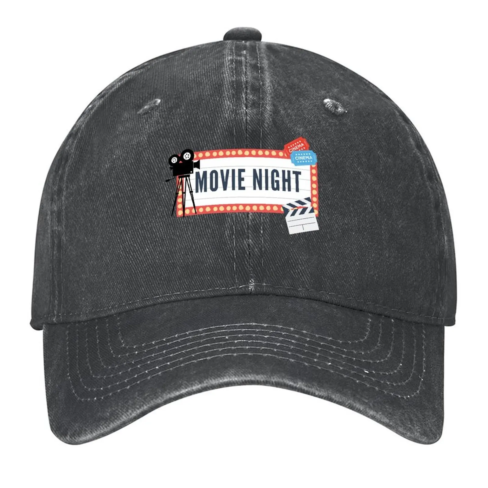 

MOVIE NIGHT T-SHIRT DESIGN Baseball Cap cute hiking hat New Hat golf hat genuine Trucker Hats For Men Women's