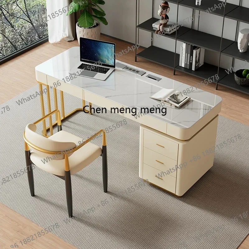 F150 Sintered stone computer desk, desktop home office desk, e-sports desk, study room light luxury desk with drawer