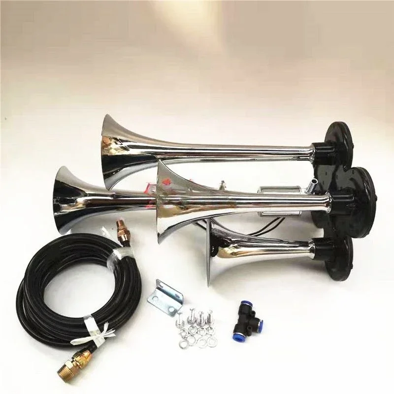 

GoodSuper Loud Four Tube Truck Truck Car Marine Modified Air Horn Whistle Treble Air Horn 12V/24