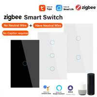 Tuya ZigBee US 1/2/3 Gang Smart Switch No Neutral Wire +Have Neutral Wire And  No Capacitor Required For Alexa Google Home Alice