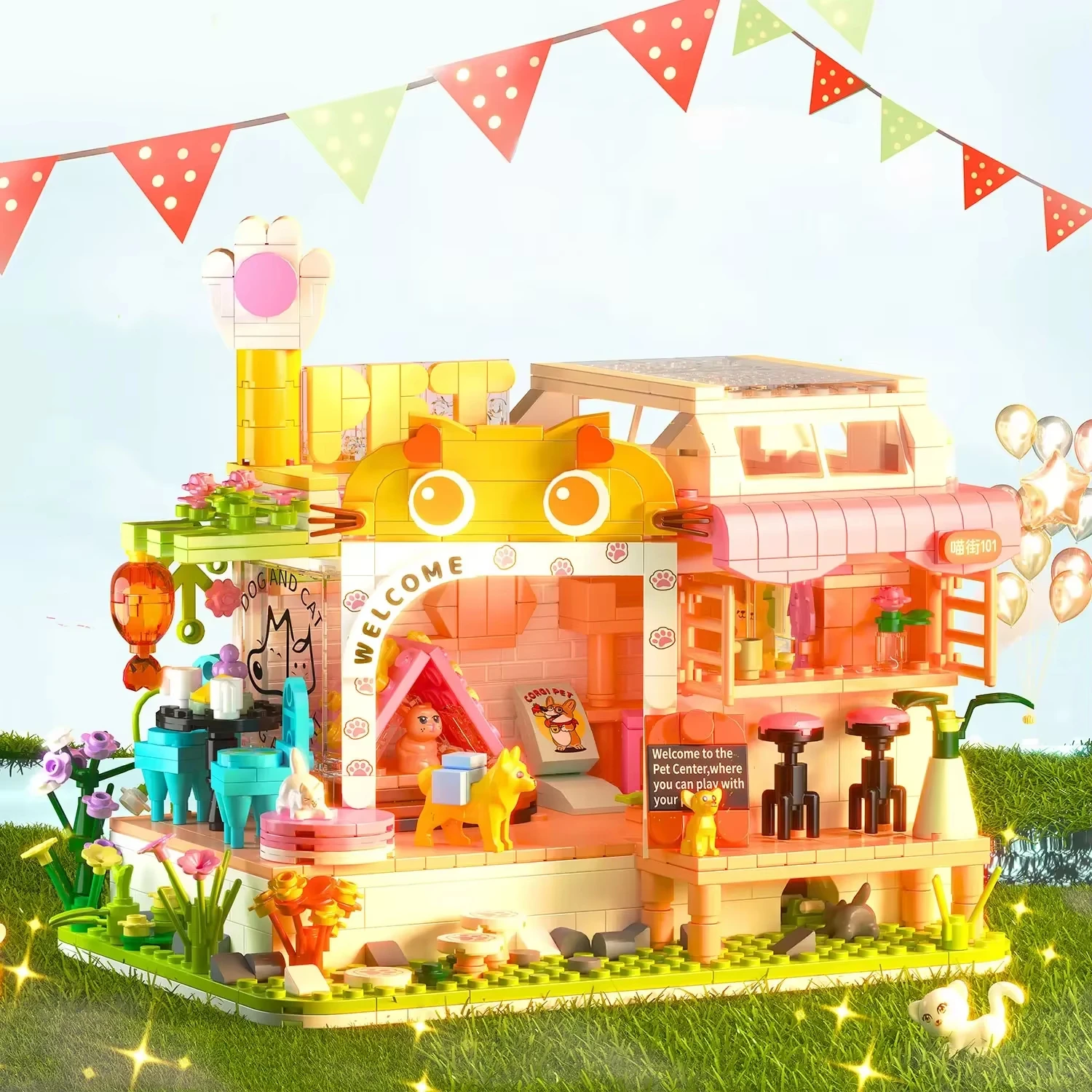 Juego creativo de bloques de construcción de casa para mascotas DIY |   Casa Modular para Perros y Gatos+Dos Opciones |   Regalo de decoración del hogar para entusiastas de las mascotas