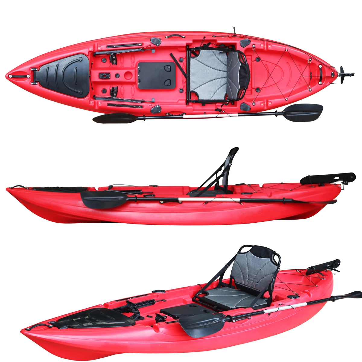 

10ft All-Purpose Sit-On-Top Fishing Kayak with Rudder System New Design HDPE and LLDPE Rowing Boats for Rivers