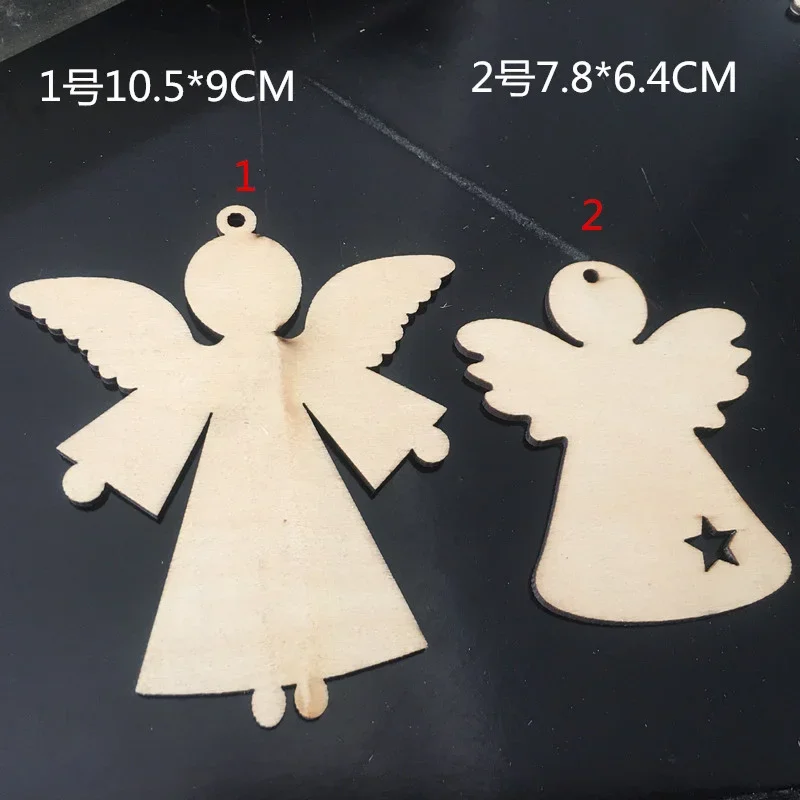 

10pcs DIY Wooden Christmas Ornaments Unfinished Angel Wooden Ornaments for Crafts Paints Christmas Tree Hanging Decorations