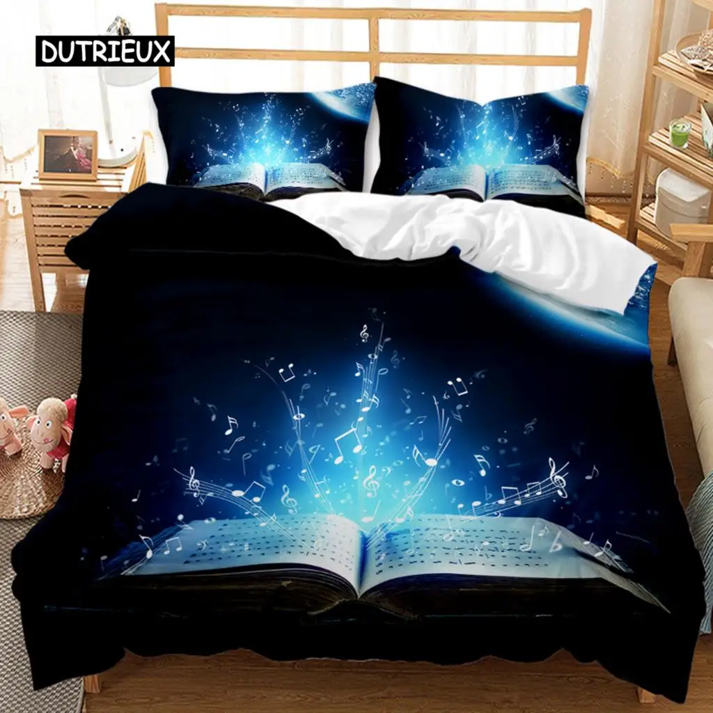 

Book Duvet Cover Set Sheet Music Beating Notes Music Twin Polyester Bedding Set Pillowcase Kids Boys Girl Double Queen King Size