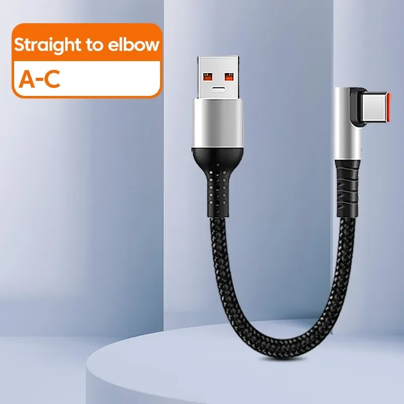 25 cm/50 cm Korte Datakabel 90 Graden Elleboog USB Type C Naar Type C Kabel Snel oplaadsnoer Voor Iphone15 Xiaomi Samsung Power Bank