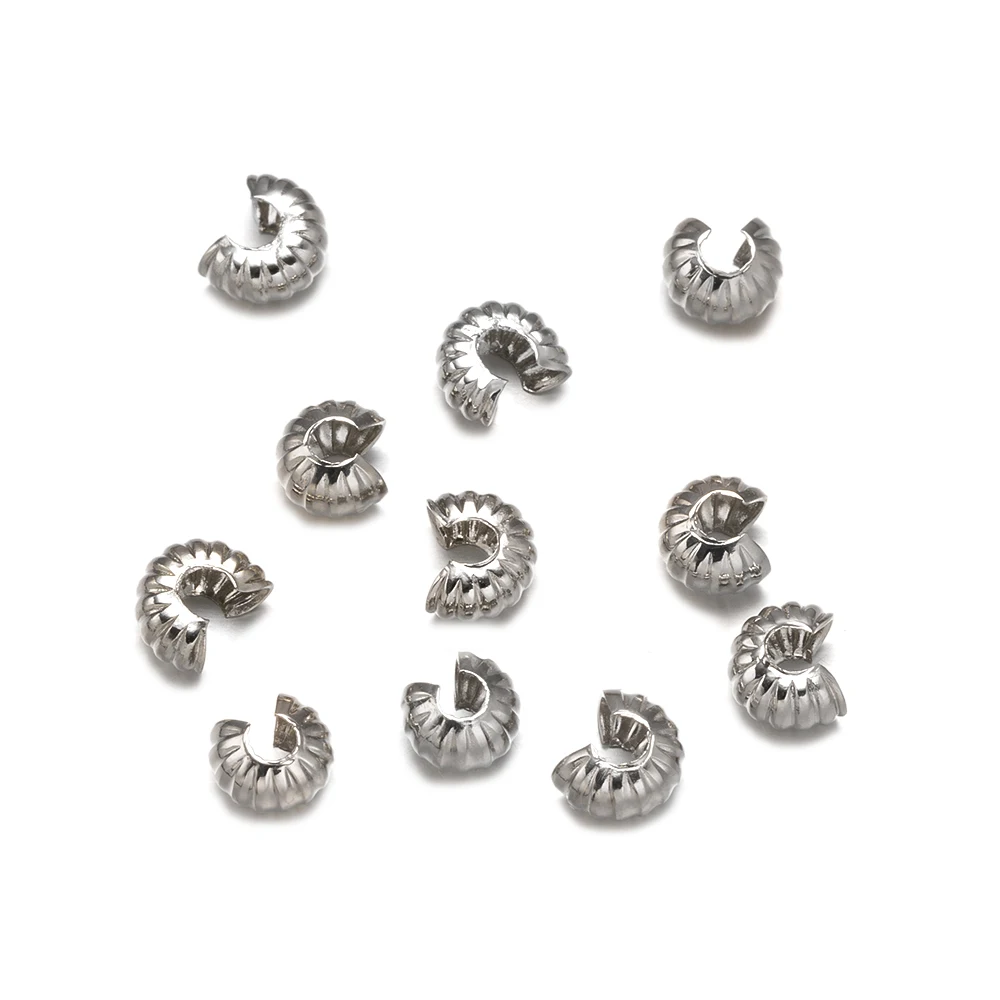 50/100 قطعة 4.5 مللي متر 18K الذهب النحاس مطلي نهاية تجعيد الخرز غطاء فضفاض الحفرة الكبيرة فاصل سدادة حبة DIY بها بنفسك صنع المجوهرات اكسسوارات