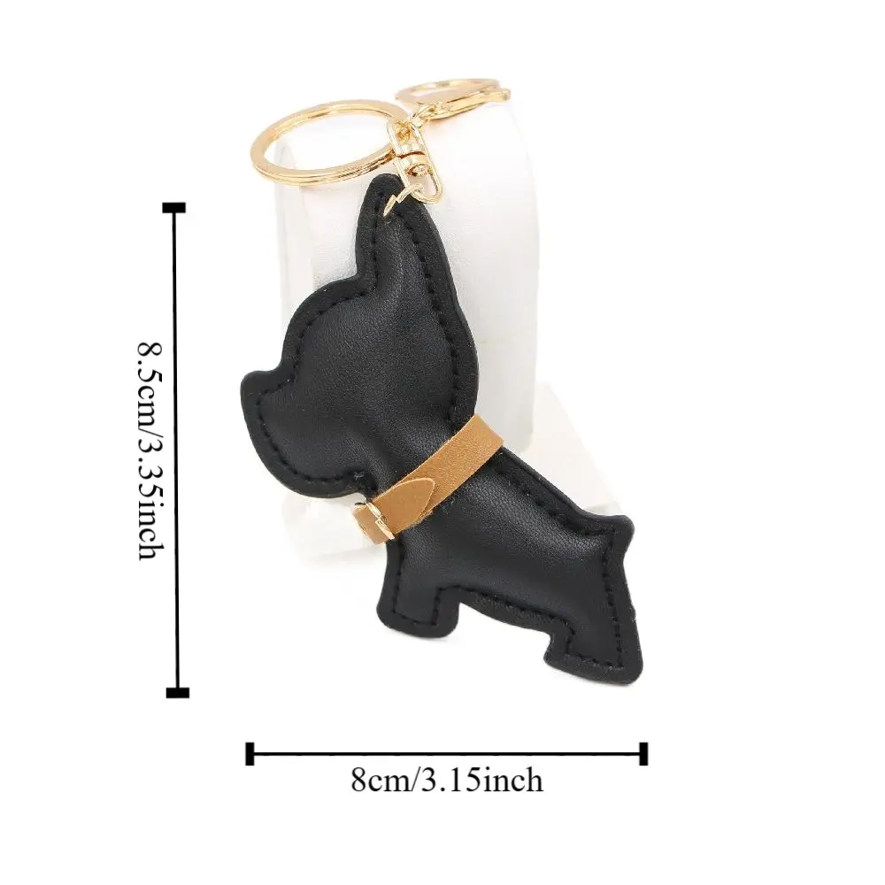 PU Leather Bulldog Keychain Cute Puppy Cartoon PU Leather Dog Hanger Fashion Animal Dog Bulldog Bag Pendant Backpack Decoration