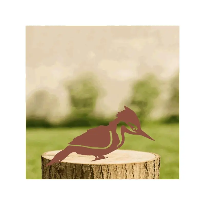 Woodpecker and Robin Rusty Metal Bird Statues - Country-Style Garden Decor for Outdoor Yard, Patio, and Lawn Art with Lifelike