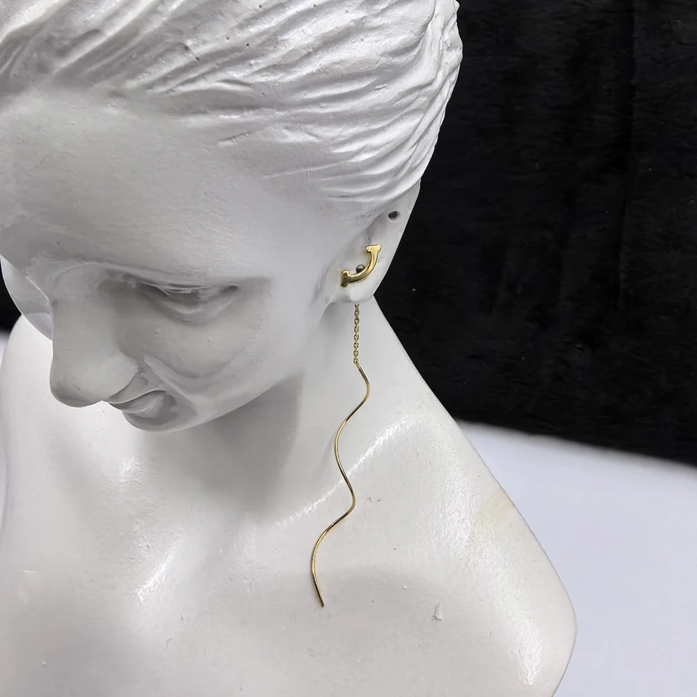 Sinya Pure 18 قيراط Au750 الذهب شرابة انخفاض القرط الوجه المبتسم تصميم جديد وصول أفضل هدية للنساء السيدات الفتيات #3