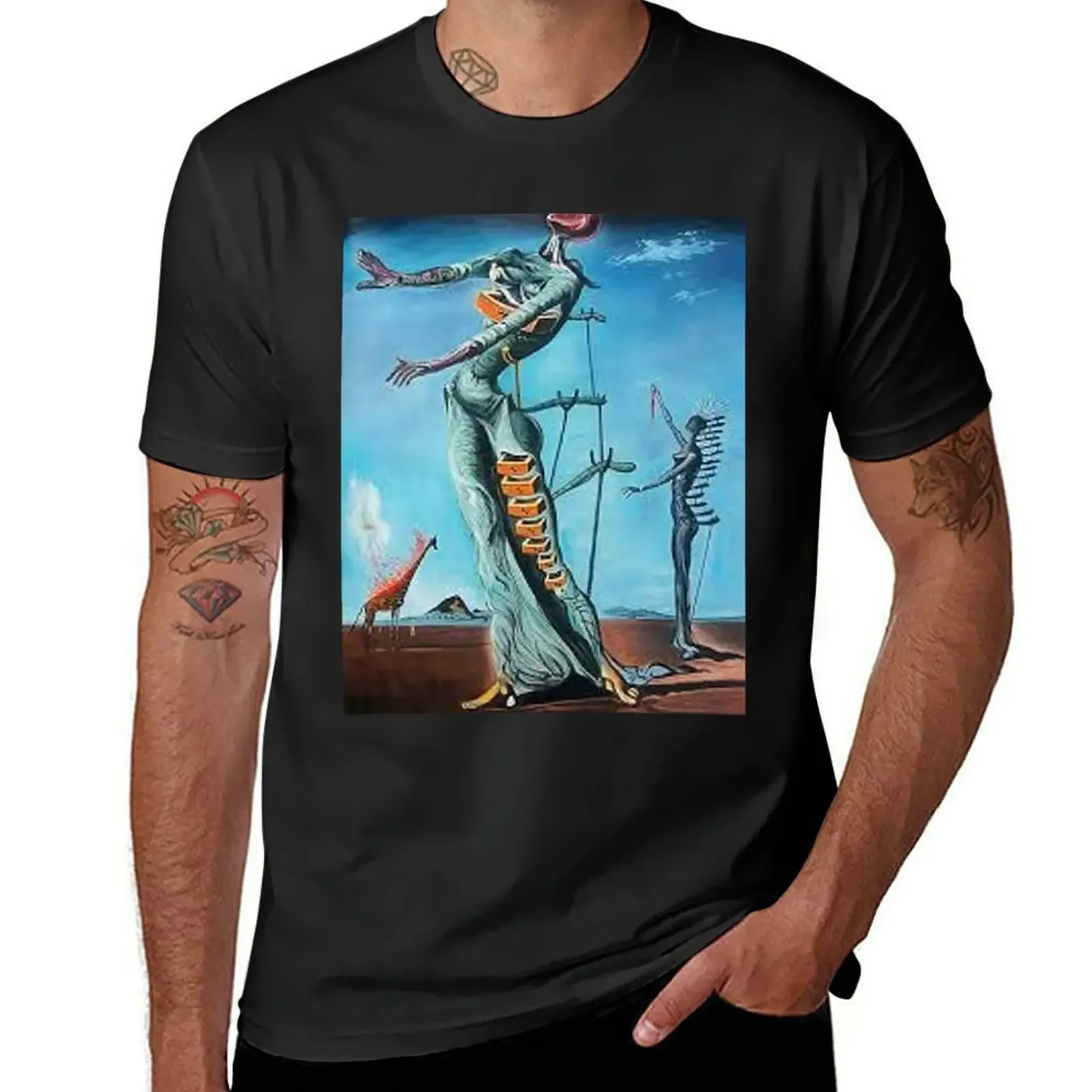 The Burning Giraffe - Salvador Dali 1937 T-Shirt plus size tops boys animal print blacks men graphic t shirts