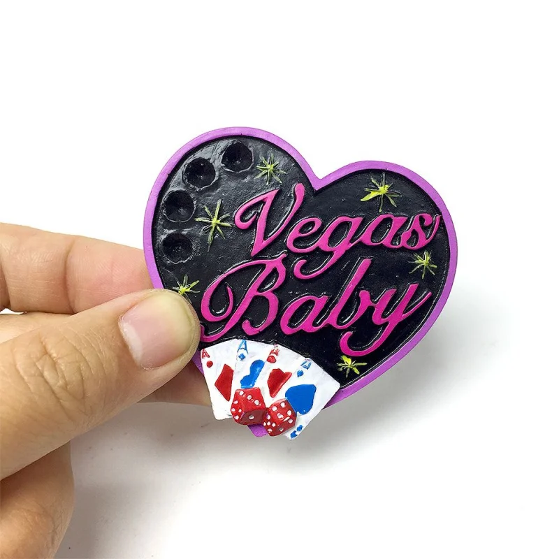 

Las Vegas, USA Creative Heart-Shaped Entertainment Element Magnetic Fridge Magnet Travel Souvenir Home Decoration