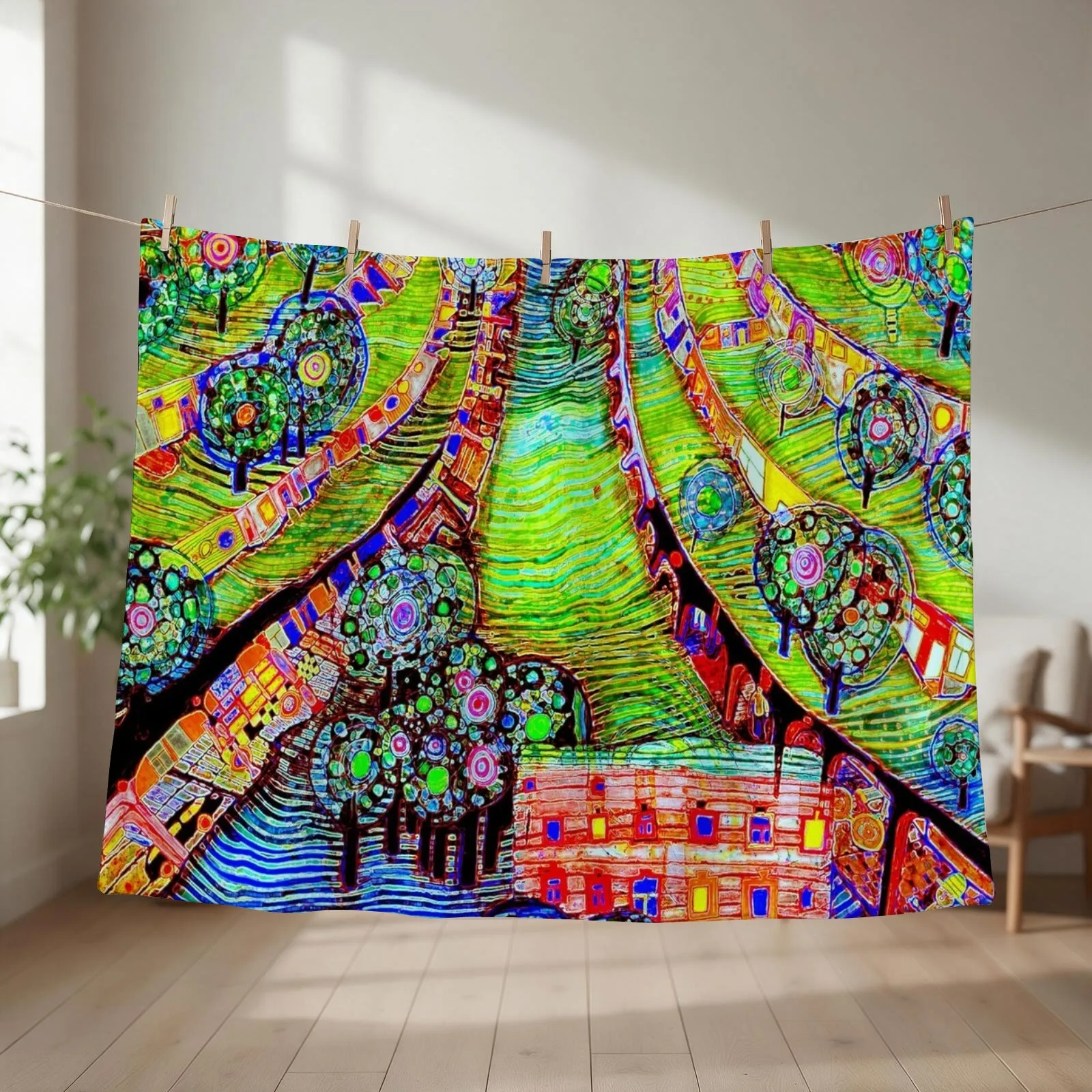 The green city neon Throw Blanket Cute Sofa Quilt Bed linens Multi-Purpose Blankets