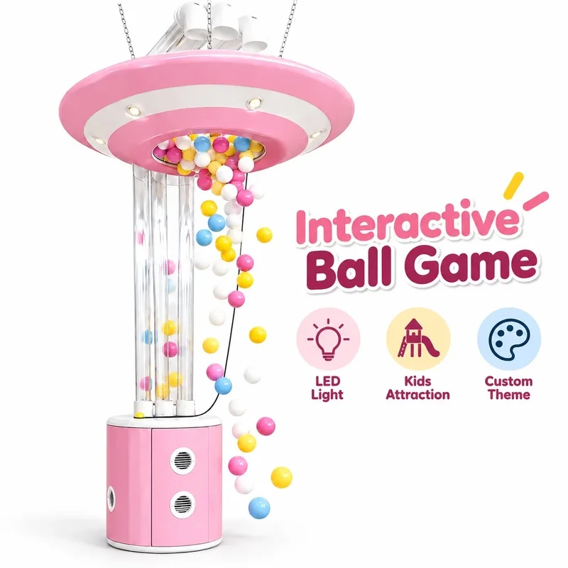 Interactive UFO Shape High Flow Air Ball Machine for Indoor Playground Kid Play Floating Ball Game Equipment with LED Light