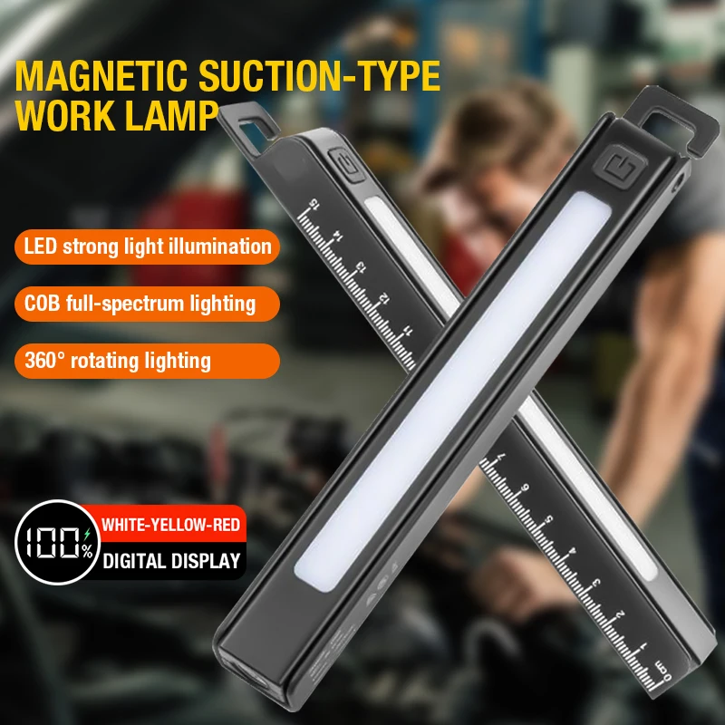 Nieuw opvouwbaar sterk licht Magnetisch werklicht TYPE-c Opladen Draagbaar Multifunctioneel digitaal display Autoreparatielicht Buiten
