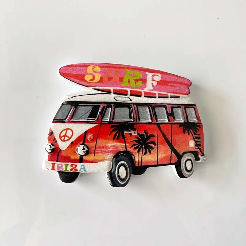 

Ibiza Surf Bus Dopamine Home Decor 3D Painted Fridge Magnet World Travel Souvenir