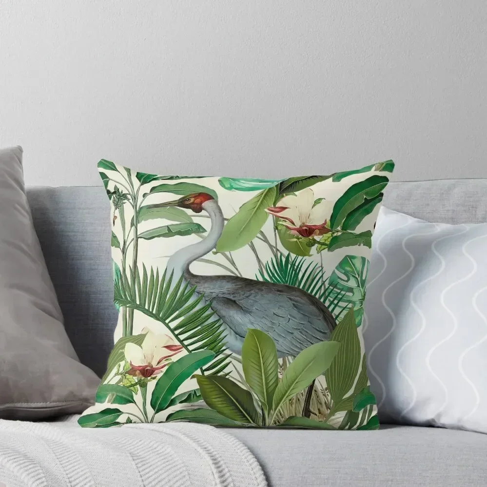 

Tropical Heron Bird Rainforest Throw Pillow Decorative pillowcase Marble Cushion Cover pillow