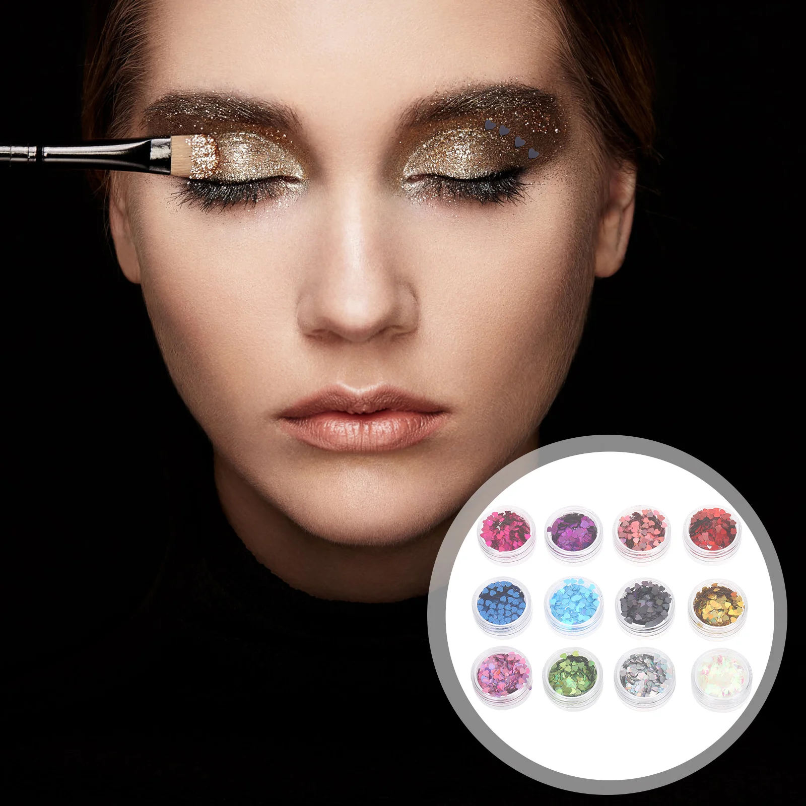 

12 Boxes Heart Shaped Glitter Sequins for Nail Art Craft Phone Case Invitation Cards Body Face Makeup Festival Accessories