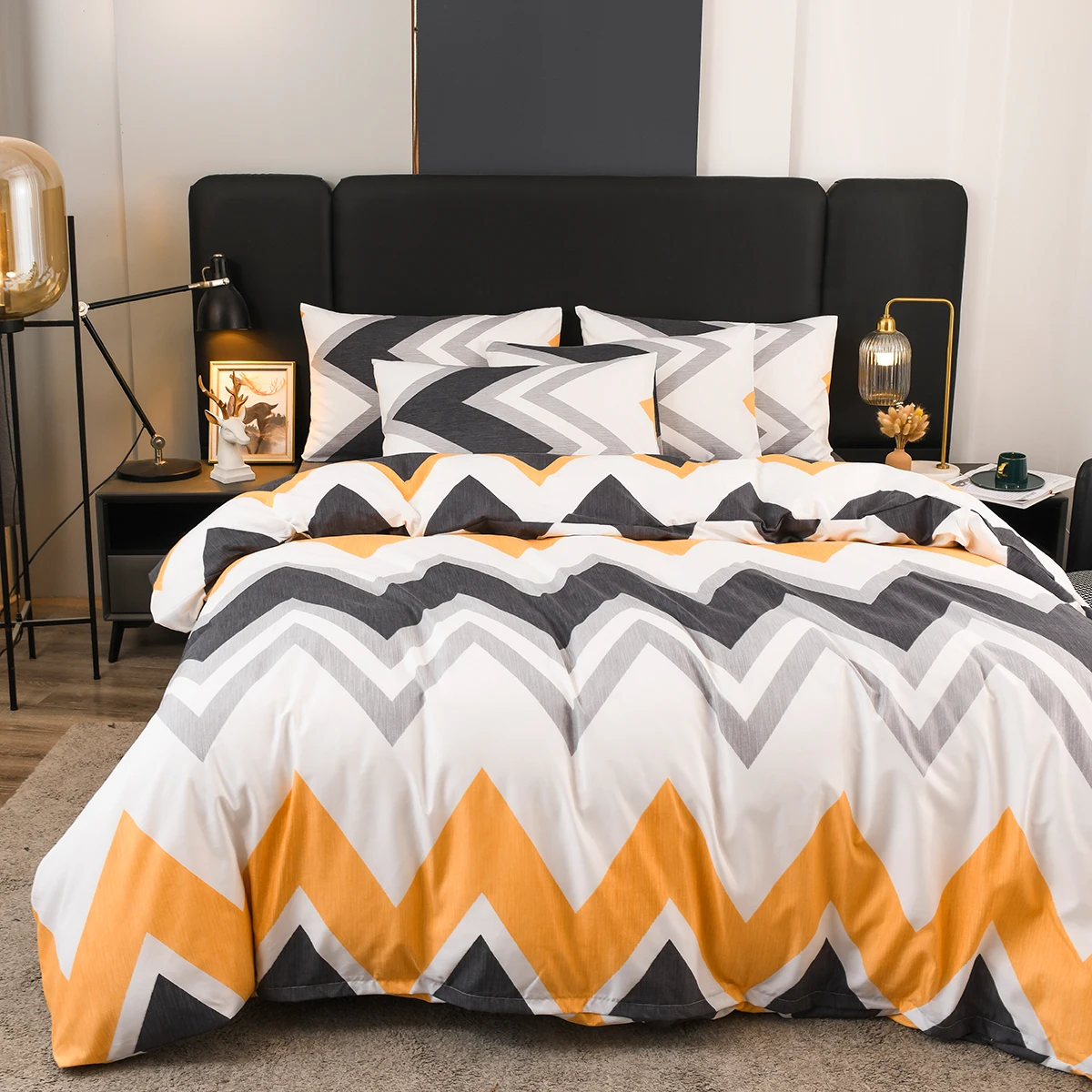 Geometric Duvet Cover Set Nordic Style Wave Stripe Bedding Set King Size for Bedroom Hotel Modern Classic Lines Comforter Cover