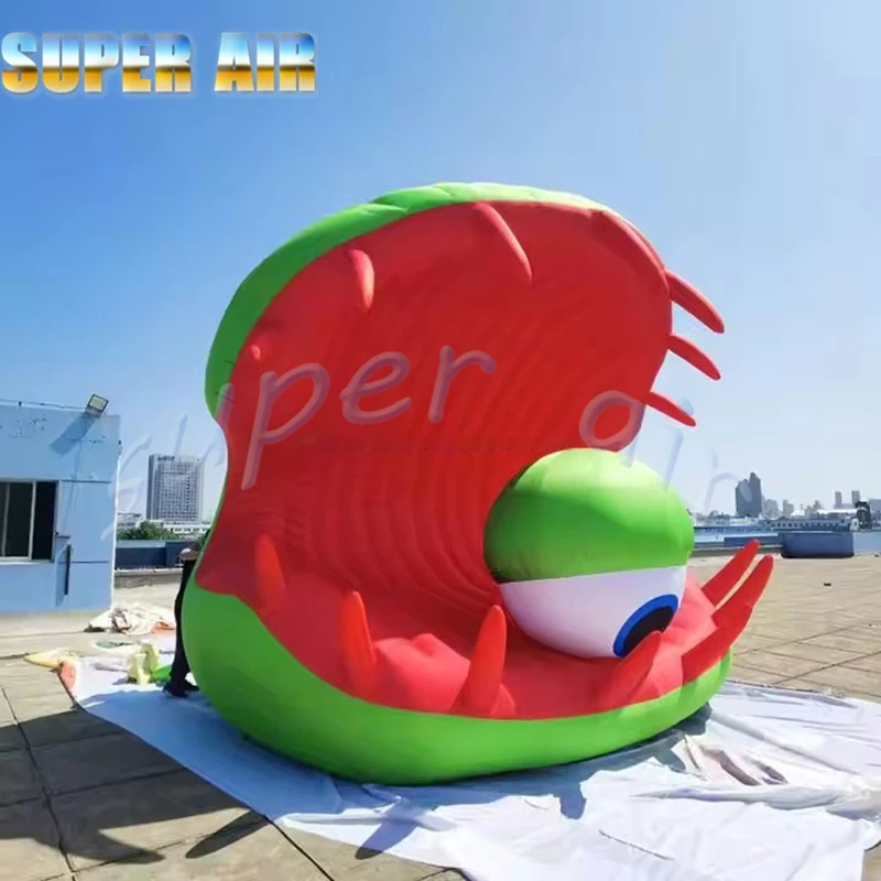 Monstruo inflable de boca grande con personaje de dibujos animados súper aire con globo ocular para fiesta de Halloween