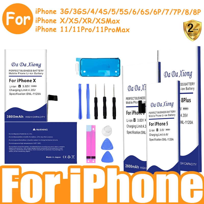 DaDaXiong Real High Capacity Battery For iPhone 3G 3GS 5S SE 6 6S 7 8 Plus X Xr Xs Max SE1 SE2 6plus Phone Replacement Bateria