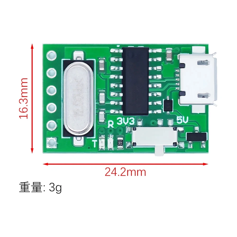 1Pcs USB to TTL converter Micro UART module CH340G CH340 3.3V 5V switch for downloader pro mini