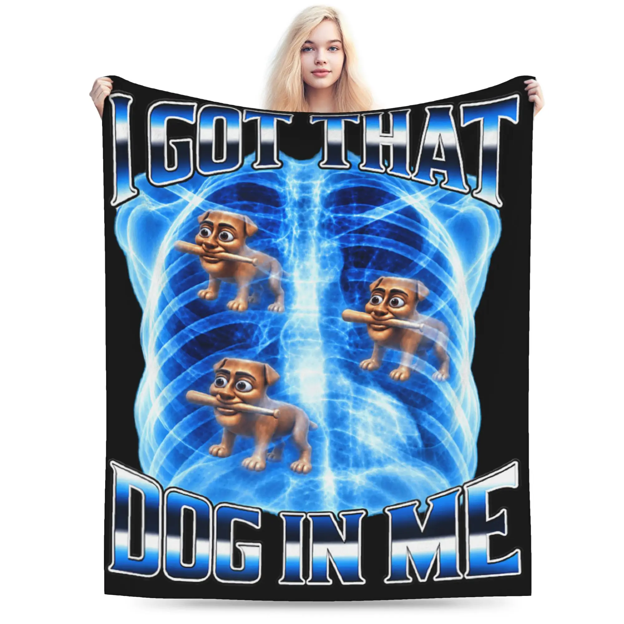 I Got that Dog in Me Tung Sahur X Ray Meme Throw Blanket Comfortable Funny Blankets For Outdoor Travel Office Flannel Bedspread