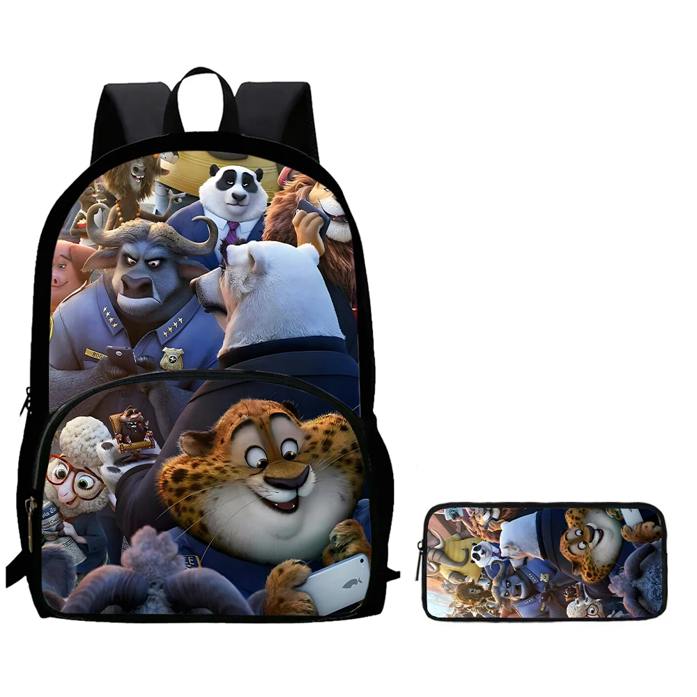 

2Pcs Set School Backpack with Front Pocket,Cartoon Zo-ot-op-ia School Bags for Girls Boys,Large Child Backpack for Aged 5-10