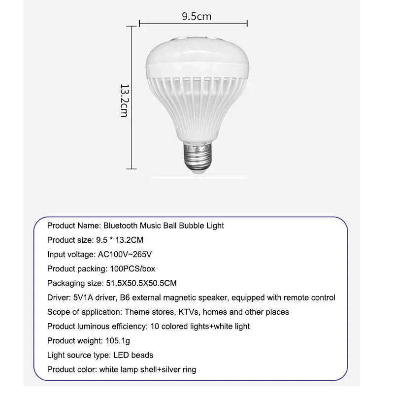 ZAOXI RGB Bluetooth música bola bombilla LED Control remoto inteligente con sistema de sonido colorido etapa bombilla AC100V ~ 265V