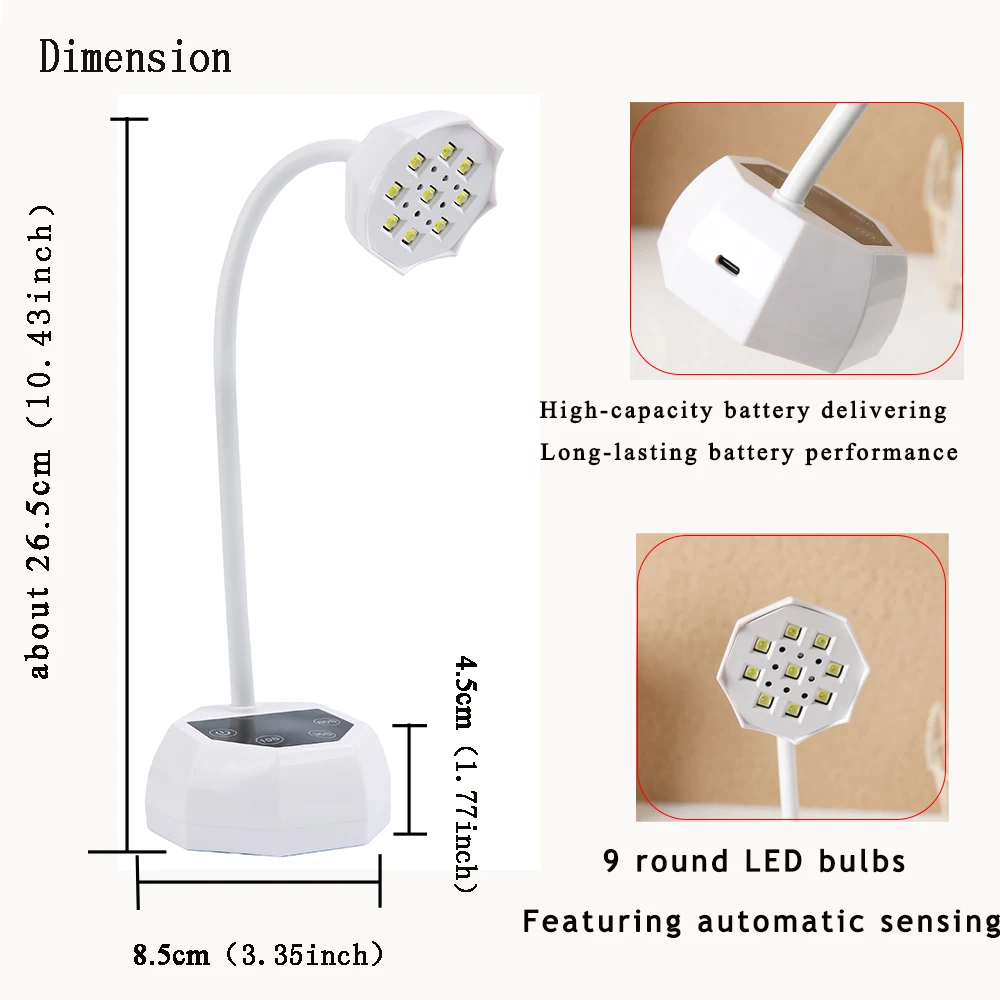 Professional BM-19 Rechargeable UV LED Nail Lamp Low Heat Mode Auto Sensorand Pain-Free Operation
