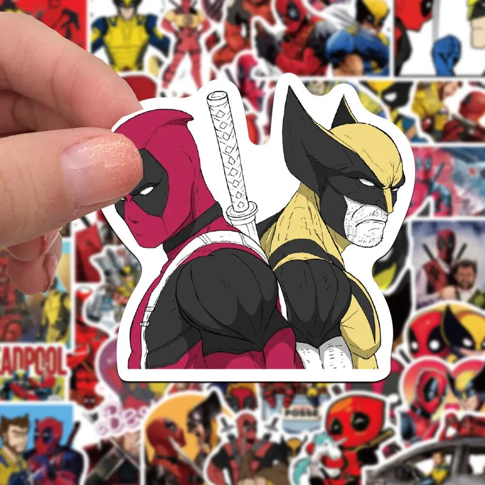 10/50pcs Cool Marvel Superhero Deadpool Wolverine Stickers Disney Movie Decals DIY Skateboard Notebook Phone Bike Kids Toys