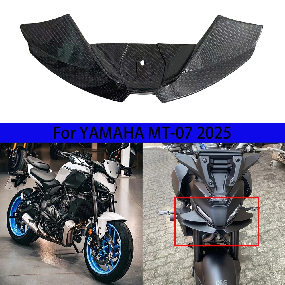 

Motorcycle Accessories Carbon Fiber Naked Front Downforce Spoiler Winglet Aerodynamic Wing Spoiler For Yamaha MT-07 MT07 2025