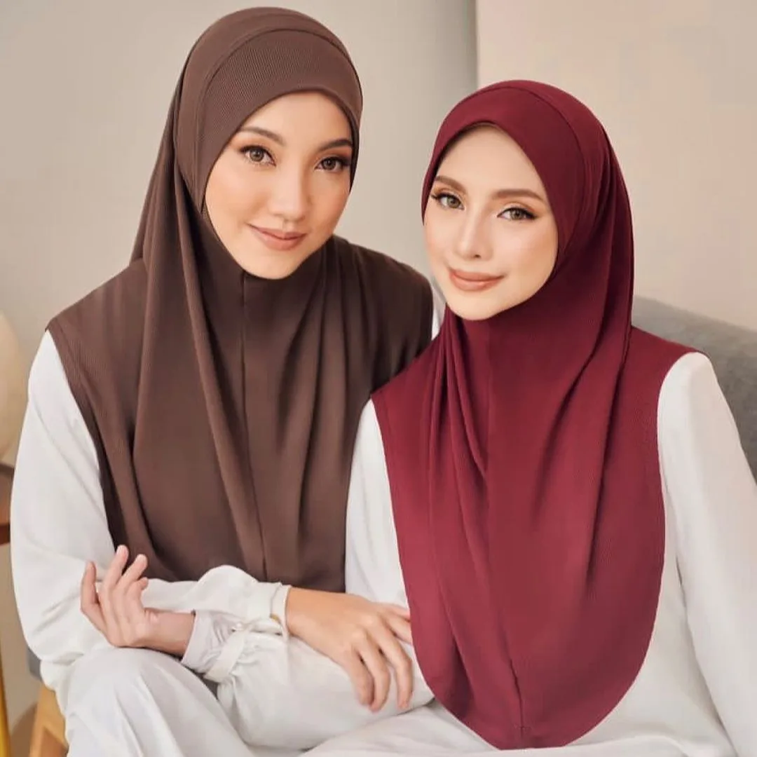 Jilbab Jersey jilbab untuk wanita Hijab Turban Arab Headgear ganda bulat jilbab Bonnet Hijab Turbante Feminino untuk Festa