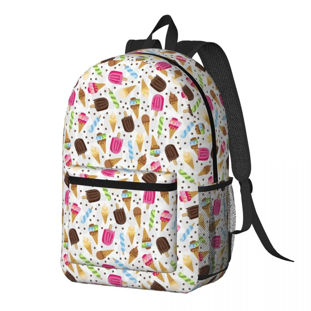 

Cute Ice Cream And Cone Pattern Backpack Daypack Large Capacity Boys Girls BookBag School Bag Shoulder Bags for Men Women