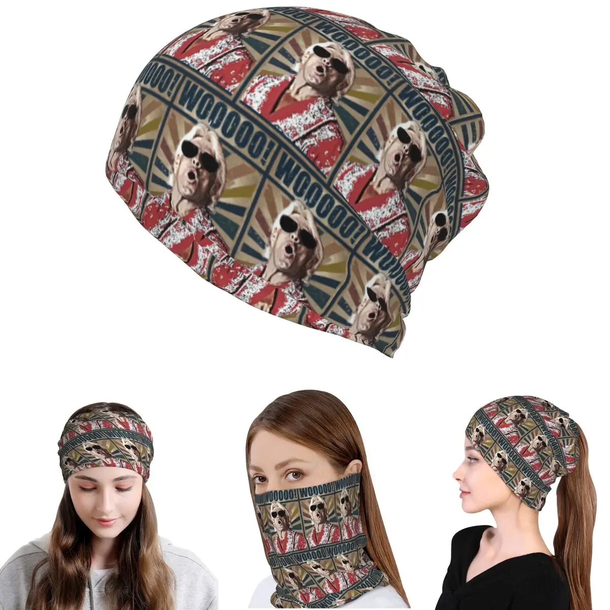 

Ric Flair Woooo Bandana Neck Cover Mask Scarf Warm Face Mask Beanies Hat for Men Women Adult Windproof