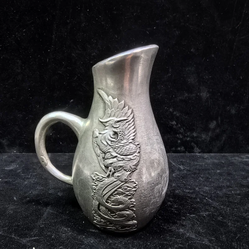 

Curios Collectible Dragon and Phoenix Qianlong Era Wine Cup Home Decoration Antique Crafts
