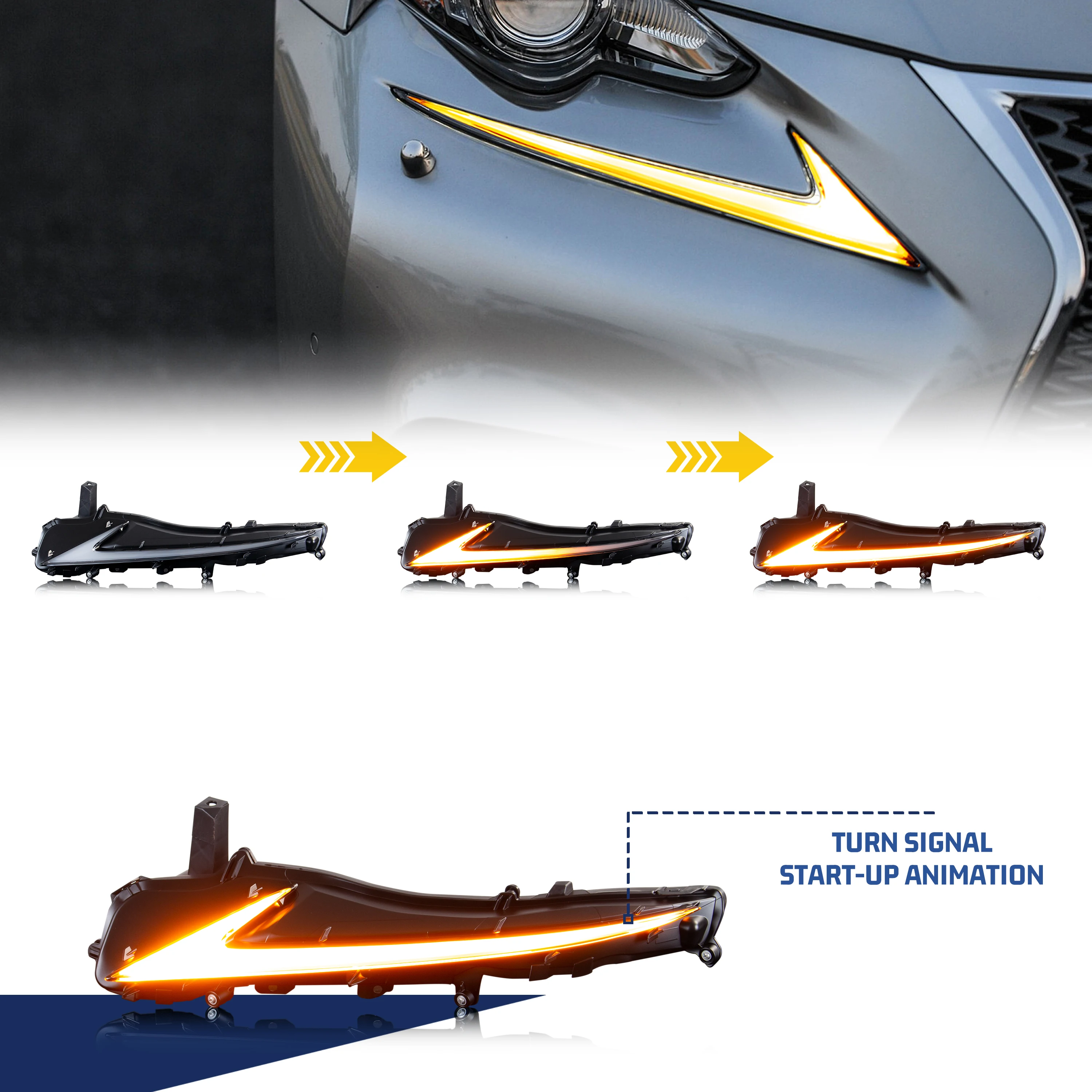 LED Daytime Running Light for Lexus IS250 IS350 IS300 IS200t ISF 2013-2020 Start-up Blue Animation Sequential Lamps