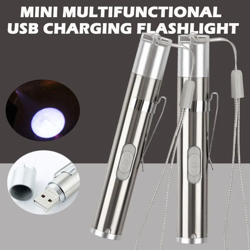 Mini USB Rechargeable LED Flashlight High-quality Powerful Mini LED Torch Waterproof Design Penlight Hanging With Metal Clip