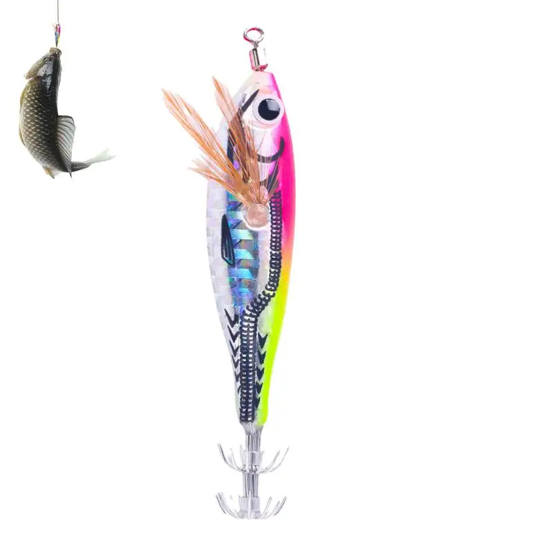 5.5g Simulation glow wood shrimp lure lead sinker shrimp bait clamp hook squid hook sea fishing octopus squid bait Animated Lure