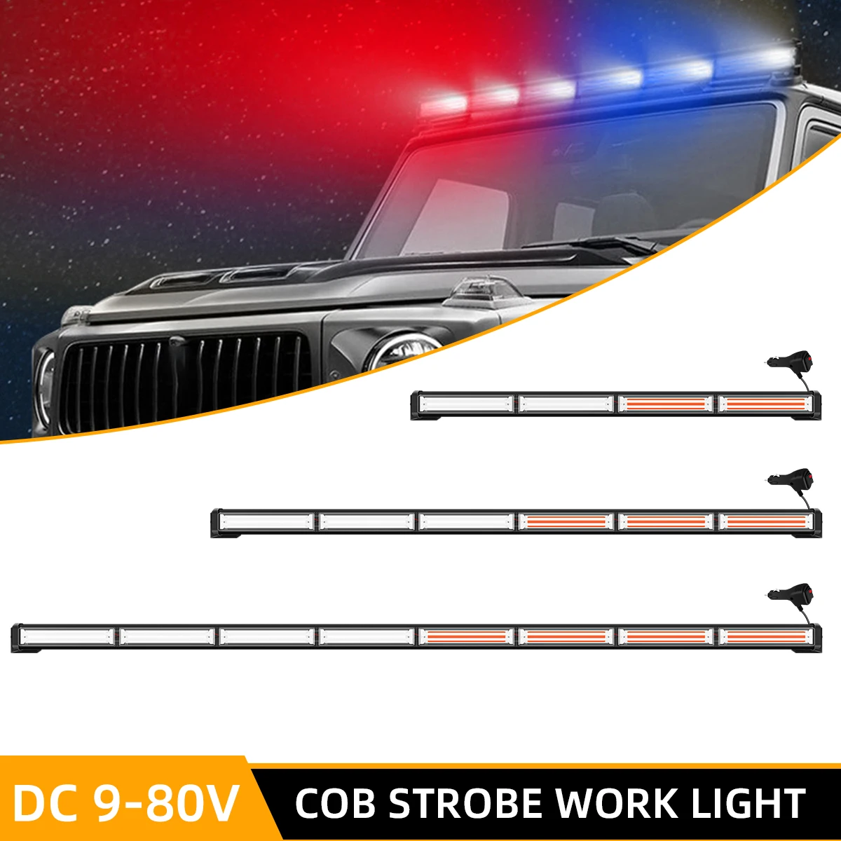 

Car Strobe Warning Light Bar Police Flasher Yellow LED COB Police Emergency Flashing Signal Lamp Beacon for Vehicle Safe 12V 24V