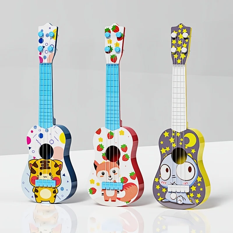 Crianças podem jogar ukulele brinquedo guitarra pode jogar instrumento de simulação iniciante iluminação instrumento educacional brinquedo música