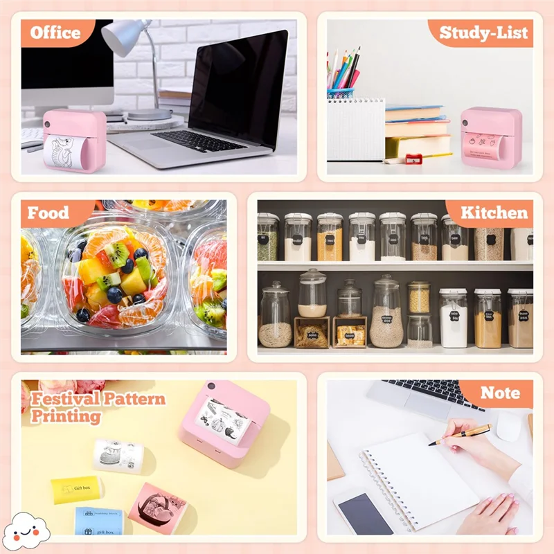 

Thermal Label Printer With Tape Thermal Printer With Tape For Note Taking, Diary, Memo, Photo Study-A54Q