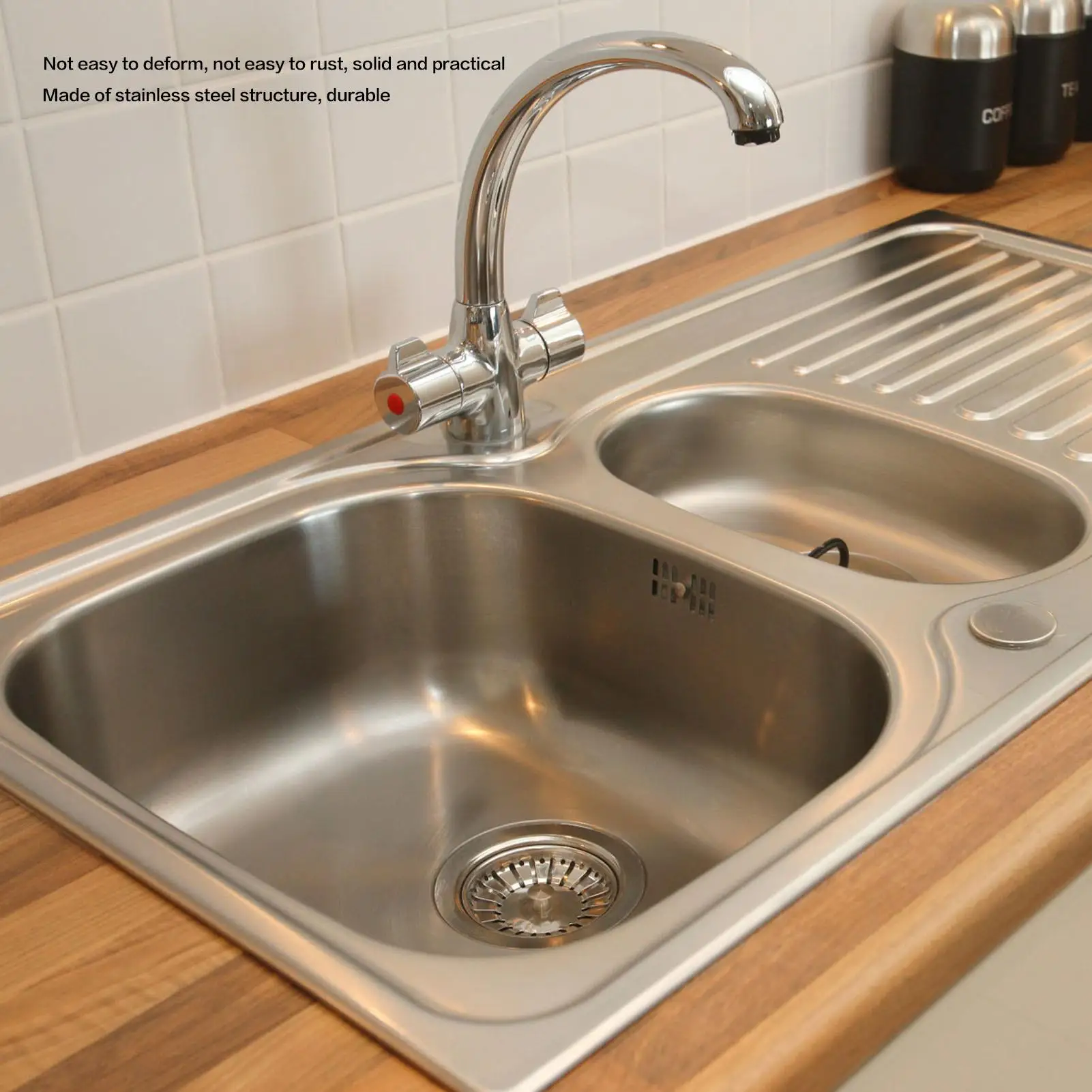 سلة مصفاة حوض المطبخ من الفولاذ المقاوم للصدأ، سدادة سميكة للاستخدام المنزلي، ملحقات الصرف #4